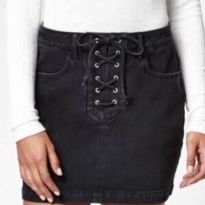 pacsun black laceup denim skirt